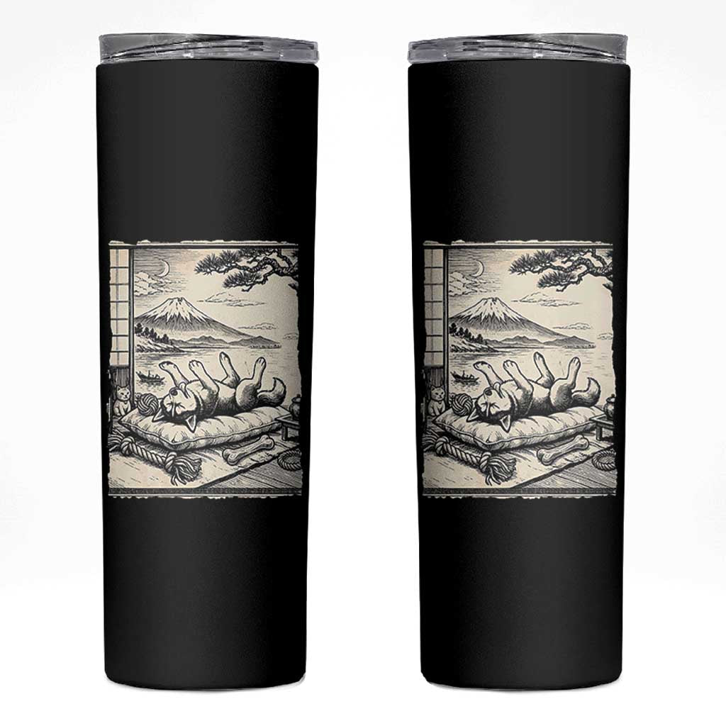 Vintage Japanese Ukiyoe Siberian Husky Skinny Tumbler Cute Sleeping Animal Gift