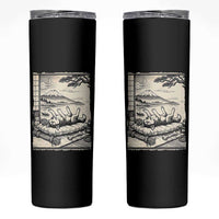 Vintage Japanese Ukiyoe Siberian Husky Skinny Tumbler Cute Sleeping Animal Gift