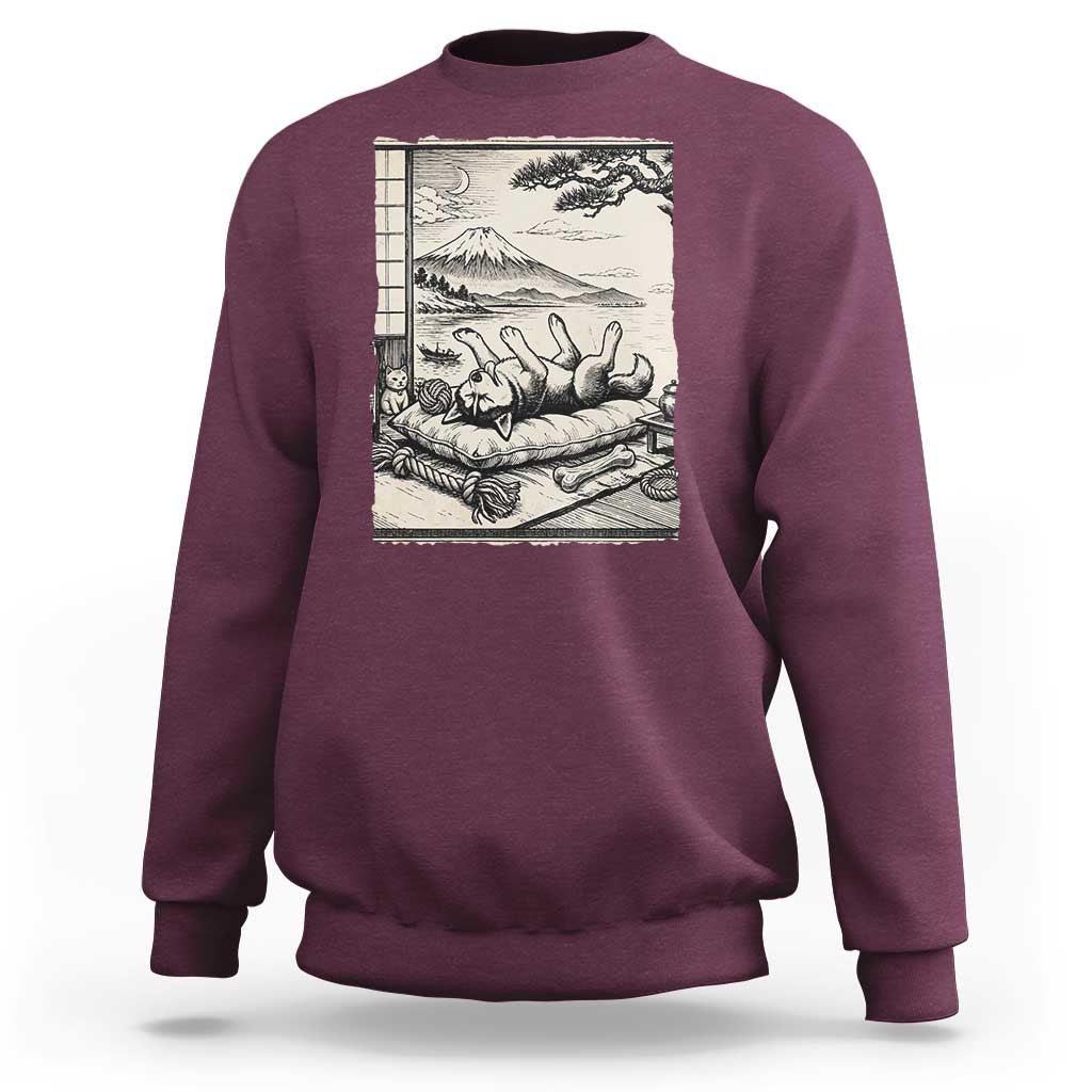 Vintage Japanese Ukiyoe Siberian Husky Sweatshirt Cute Sleeping Animal Gift
