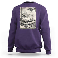 Vintage Japanese Ukiyoe Siberian Husky Sweatshirt Cute Sleeping Animal Gift