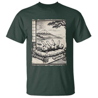 Vintage Japanese Ukiyoe Siberian Husky T Shirt Cute Sleeping Animal Gift
