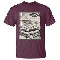 Vintage Japanese Ukiyoe Siberian Husky T Shirt Cute Sleeping Animal Gift
