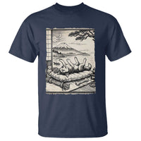 Vintage Japanese Ukiyoe Siberian Husky T Shirt Cute Sleeping Animal Gift