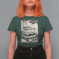 Vintage Japanese Ukiyoe Siberian Husky T Shirt For Women Cute Sleeping Animal Gift