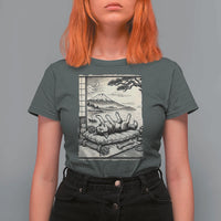 Vintage Japanese Ukiyoe Siberian Husky T Shirt For Women Cute Sleeping Animal Gift