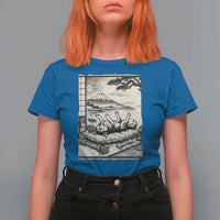 Vintage Japanese Ukiyoe Siberian Husky T Shirt For Women Cute Sleeping Animal Gift