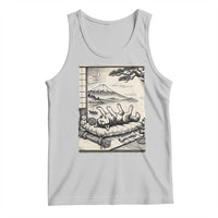 Vintage Japanese Ukiyoe Siberian Husky Tank Top Cute Sleeping Animal Gift