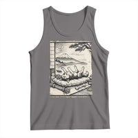 Vintage Japanese Ukiyoe Siberian Husky Tank Top Cute Sleeping Animal Gift