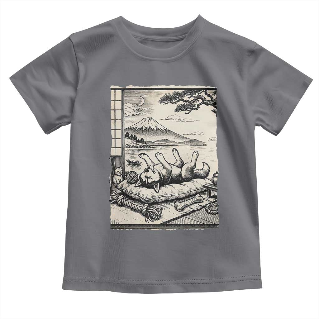 Vintage Japanese Ukiyoe Siberian Husky Toddler T Shirt Cute Sleeping Animal Gift