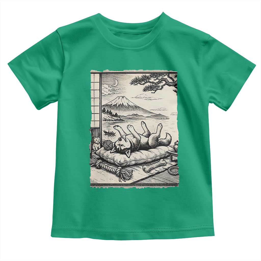 Vintage Japanese Ukiyoe Siberian Husky Toddler T Shirt Cute Sleeping Animal Gift