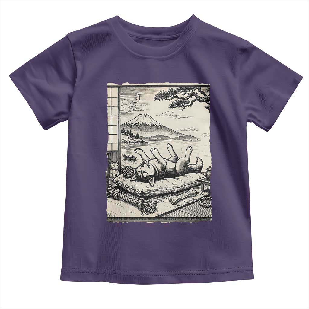 Vintage Japanese Ukiyoe Siberian Husky Toddler T Shirt Cute Sleeping Animal Gift