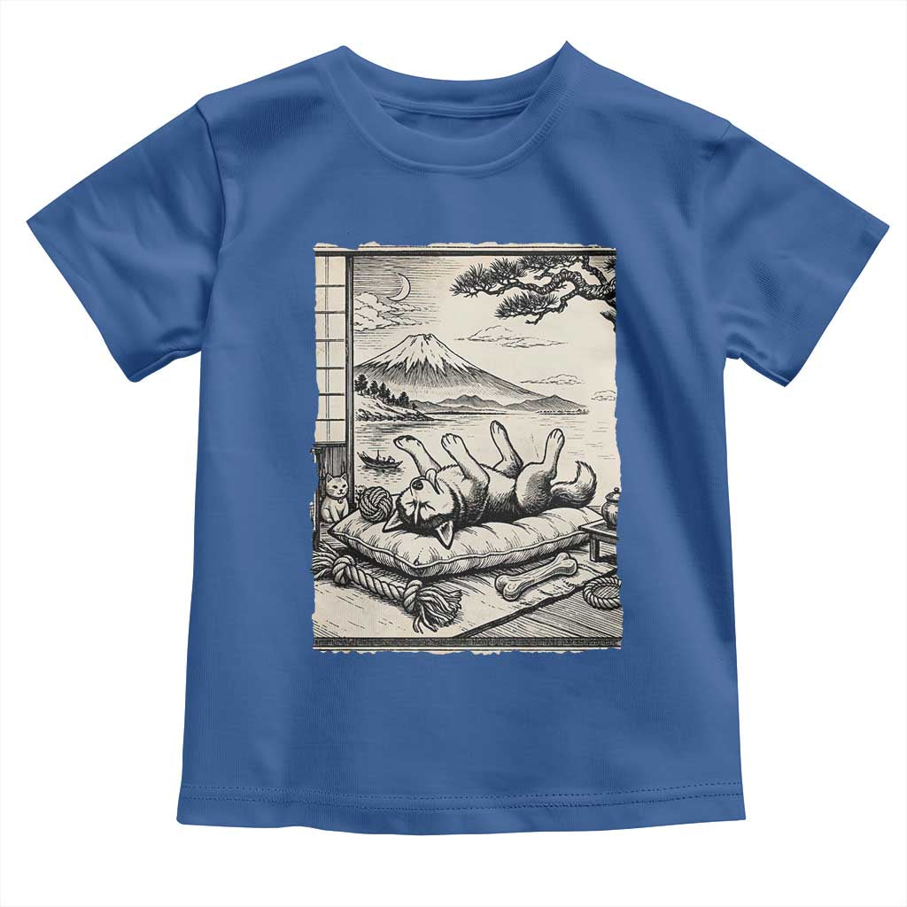 Vintage Japanese Ukiyoe Siberian Husky Toddler T Shirt Cute Sleeping Animal Gift