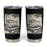Vintage Japanese Ukiyoe Siberian Husky Tumbler Cup Cute Sleeping Animal Gift
