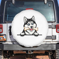 Cute Siberian Husky Puppy Spare Tire Cover Chewing Bone Meme