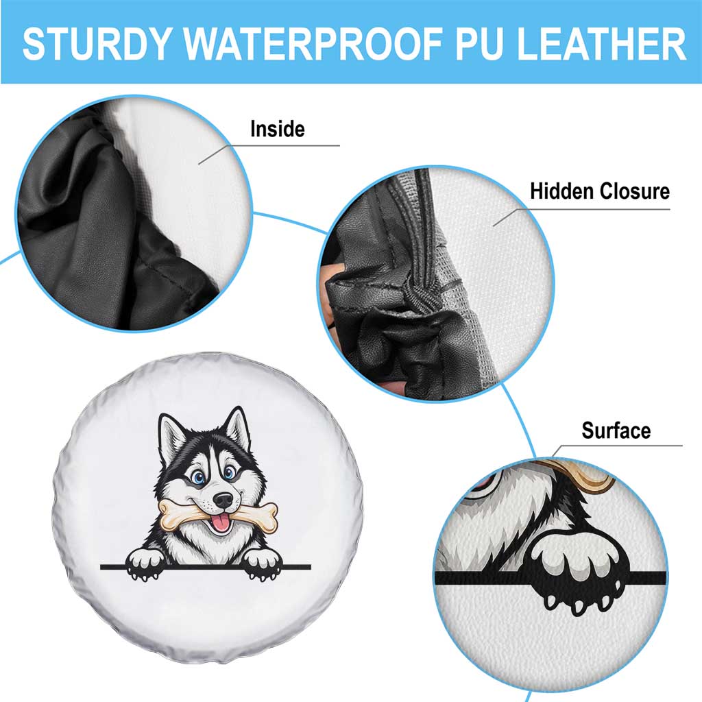 Cute Siberian Husky Puppy Spare Tire Cover Chewing Bone Meme