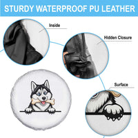 Cute Siberian Husky Puppy Spare Tire Cover Chewing Bone Meme