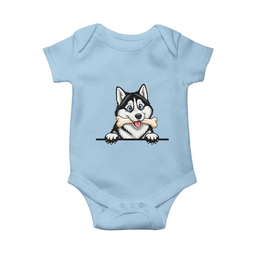 Cute Siberian Husky Puppy Baby Onesie Chewing Bone Meme