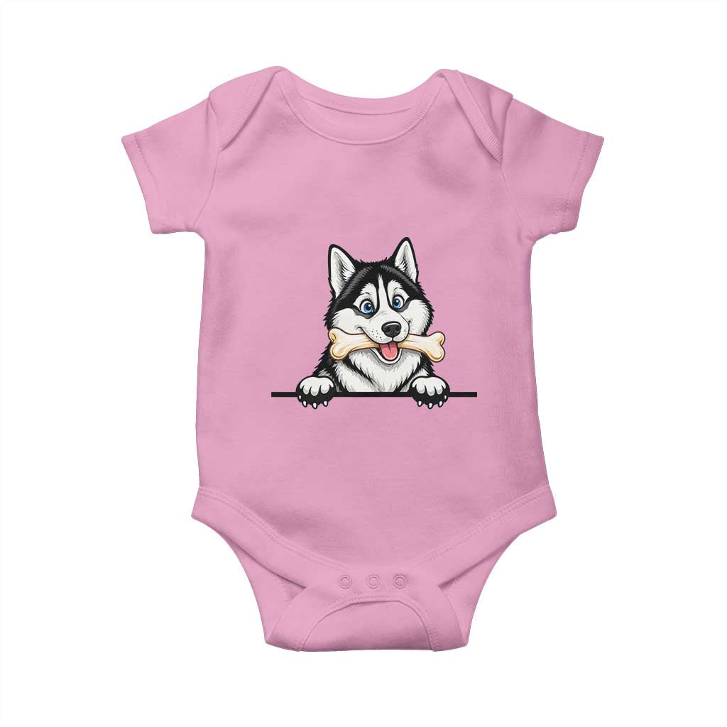 Cute Siberian Husky Puppy Baby Onesie Chewing Bone Meme