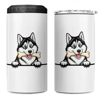 Cute Siberian Husky Puppy 4 in 1 Can Cooler Tumbler Chewing Bone Meme