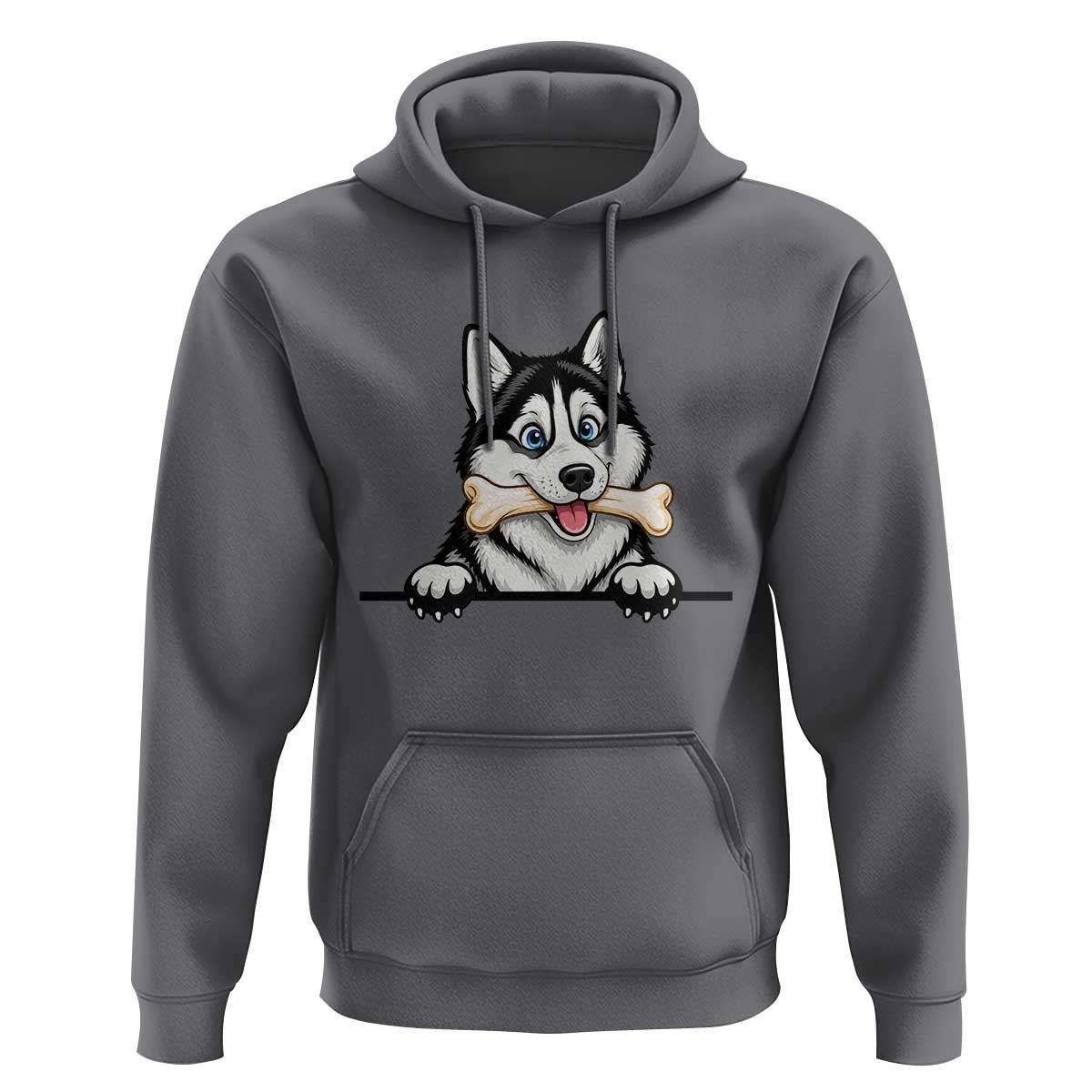 Cute Siberian Husky Puppy Hoodie Chewing Bone Meme