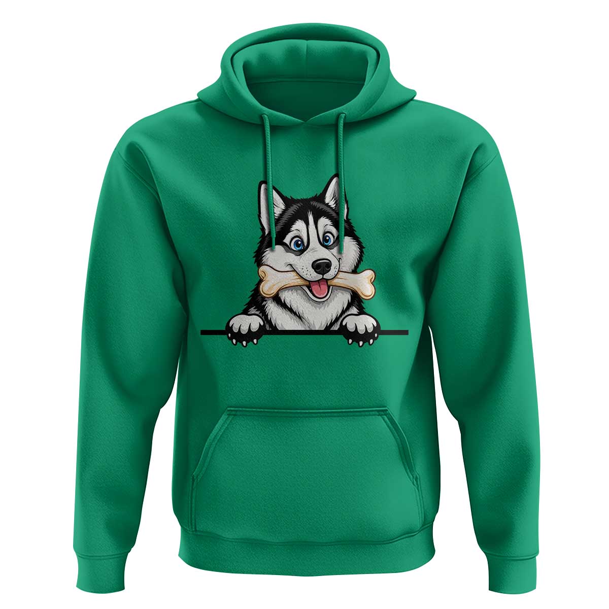 Cute Siberian Husky Puppy Hoodie Chewing Bone Meme