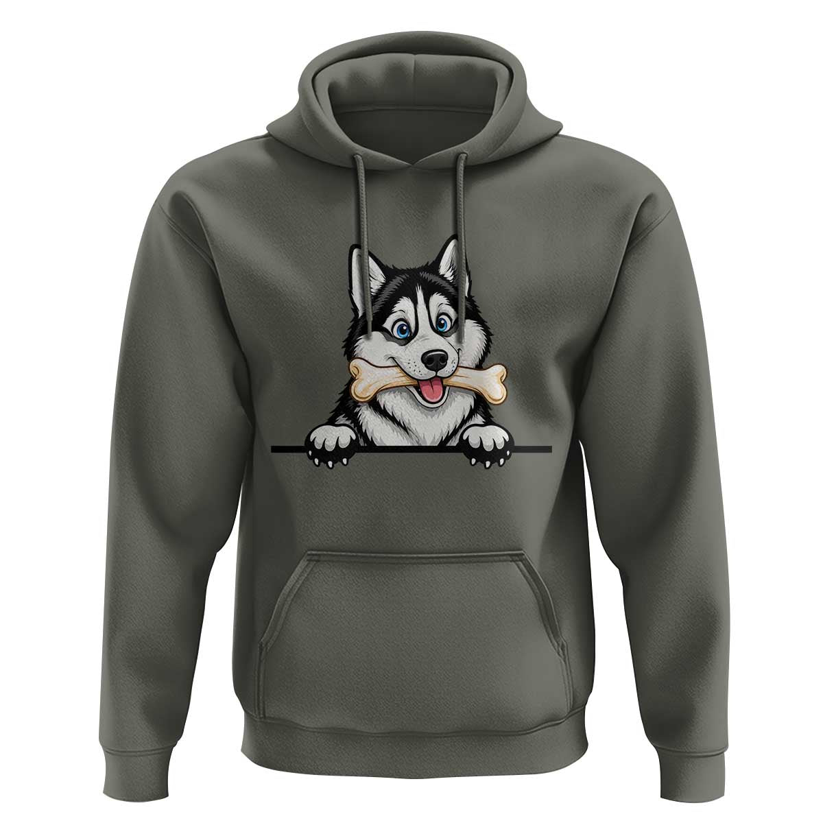 Cute Siberian Husky Puppy Hoodie Chewing Bone Meme