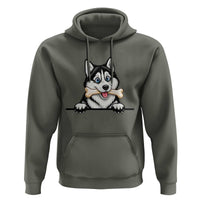 Cute Siberian Husky Puppy Hoodie Chewing Bone Meme
