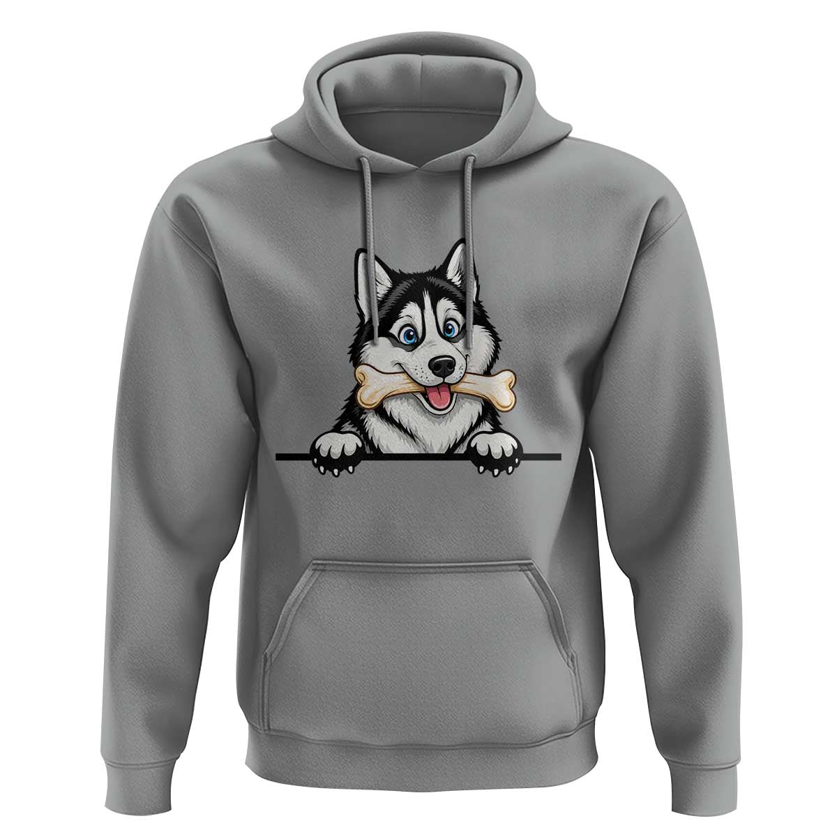 Cute Siberian Husky Puppy Hoodie Chewing Bone Meme