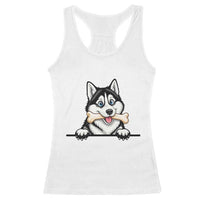 Cute Siberian Husky Puppy Racerback Tank Top Chewing Bone Meme