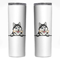 Cute Siberian Husky Puppy Skinny Tumbler Chewing Bone Meme