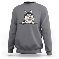 Cute Siberian Husky Puppy Sweatshirt Chewing Bone Meme
