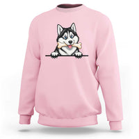 Cute Siberian Husky Puppy Sweatshirt Chewing Bone Meme