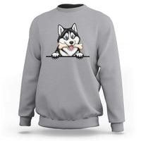Cute Siberian Husky Puppy Sweatshirt Chewing Bone Meme