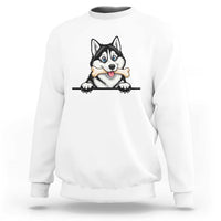 Cute Siberian Husky Puppy Sweatshirt Chewing Bone Meme