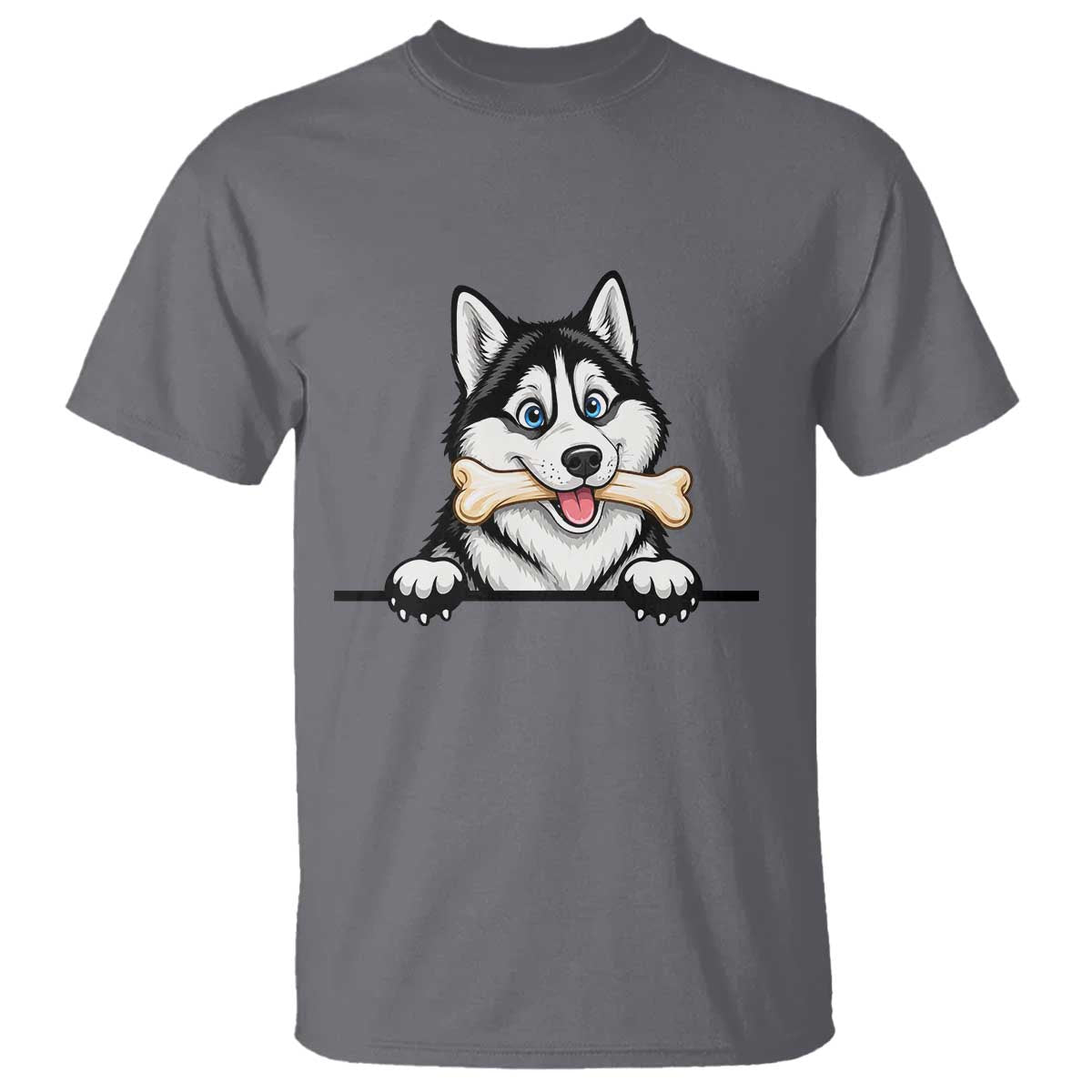 Cute Siberian Husky Puppy T Shirt Chewing Bone Meme