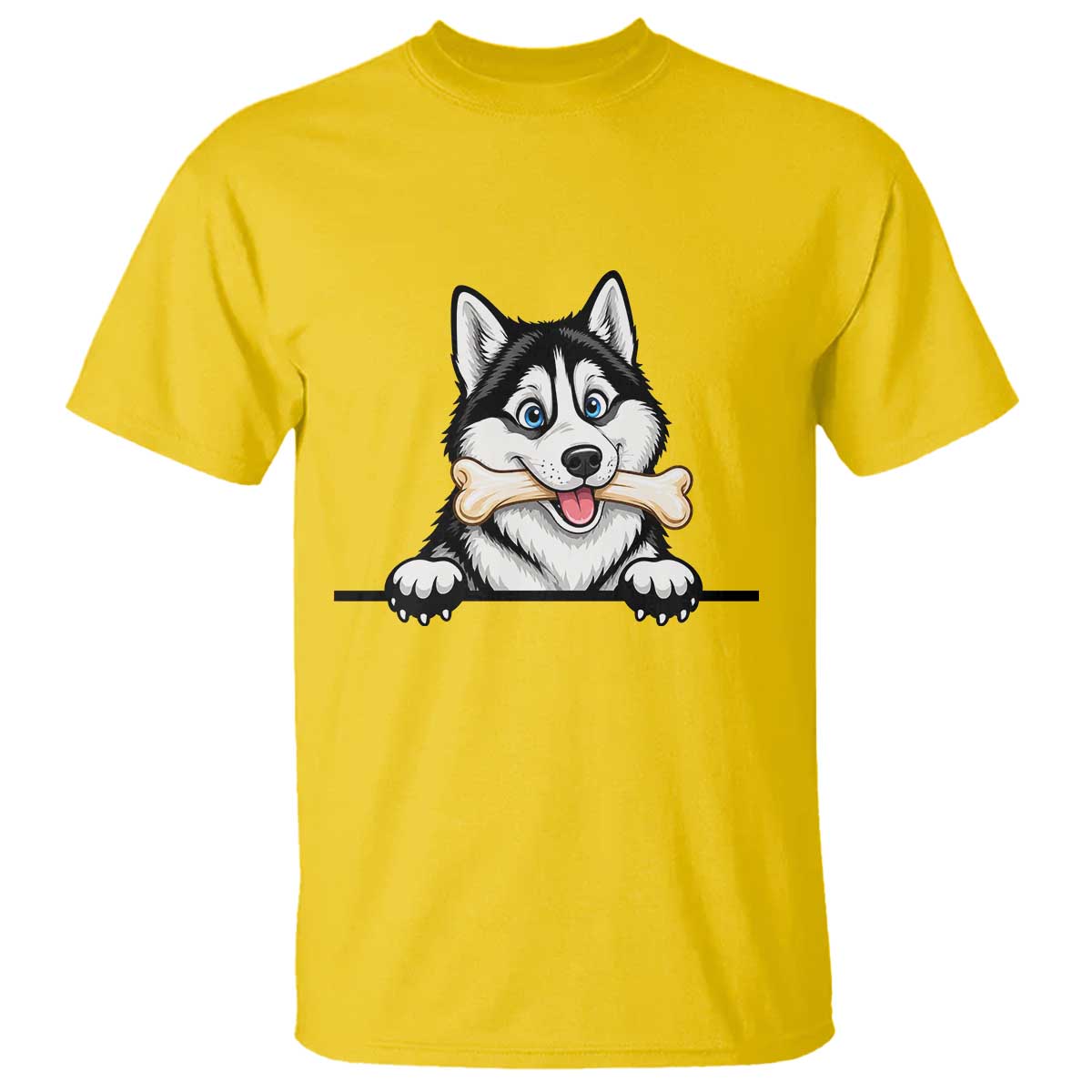 Cute Siberian Husky Puppy T Shirt Chewing Bone Meme