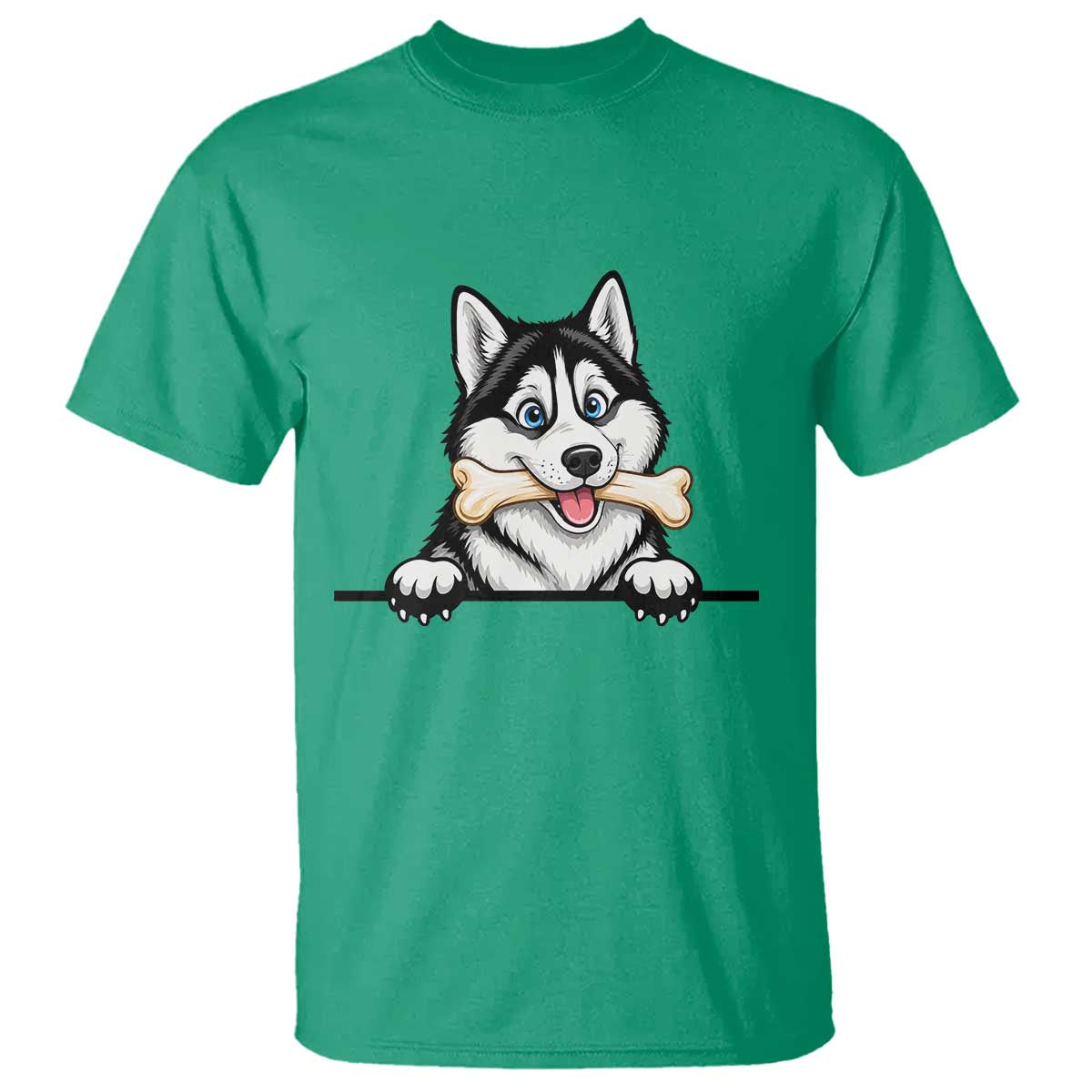 Cute Siberian Husky Puppy T Shirt Chewing Bone Meme
