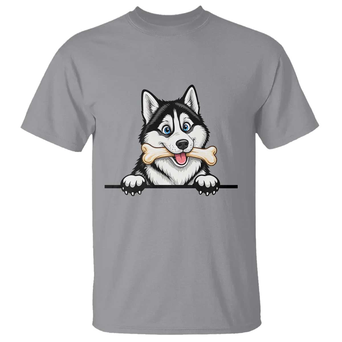 Cute Siberian Husky Puppy T Shirt Chewing Bone Meme