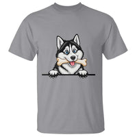 Cute Siberian Husky Puppy T Shirt Chewing Bone Meme