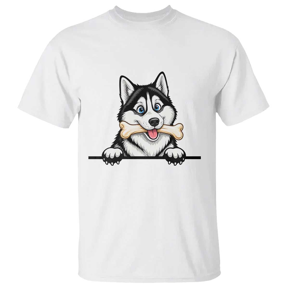 Cute Siberian Husky Puppy T Shirt Chewing Bone Meme