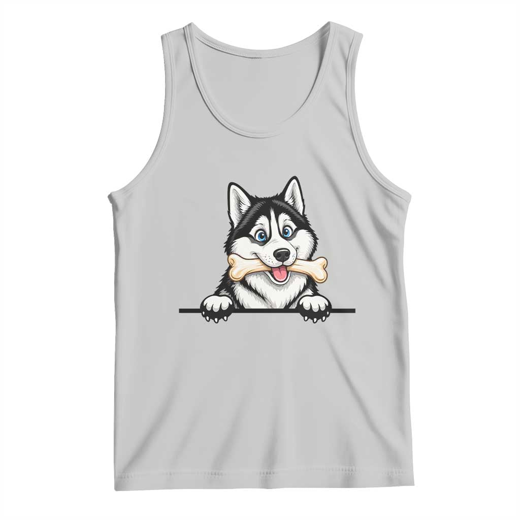 Cute Siberian Husky Puppy Tank Top Chewing Bone Meme