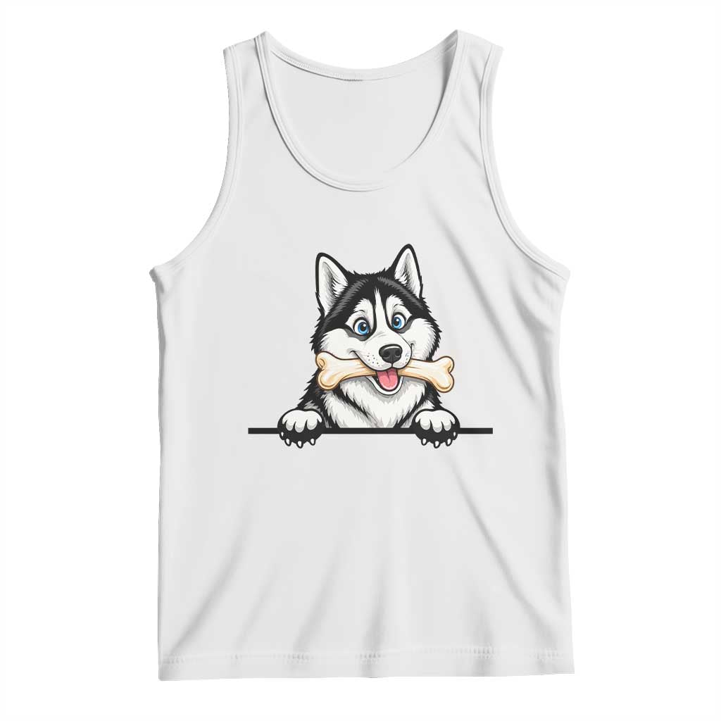Cute Siberian Husky Puppy Tank Top Chewing Bone Meme