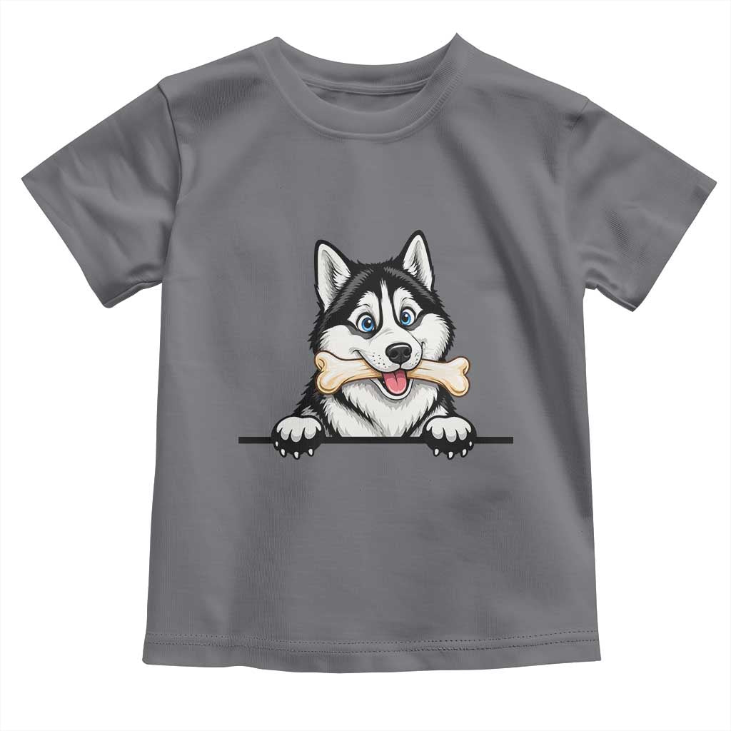 Cute Siberian Husky Puppy Toddler T Shirt Chewing Bone Meme