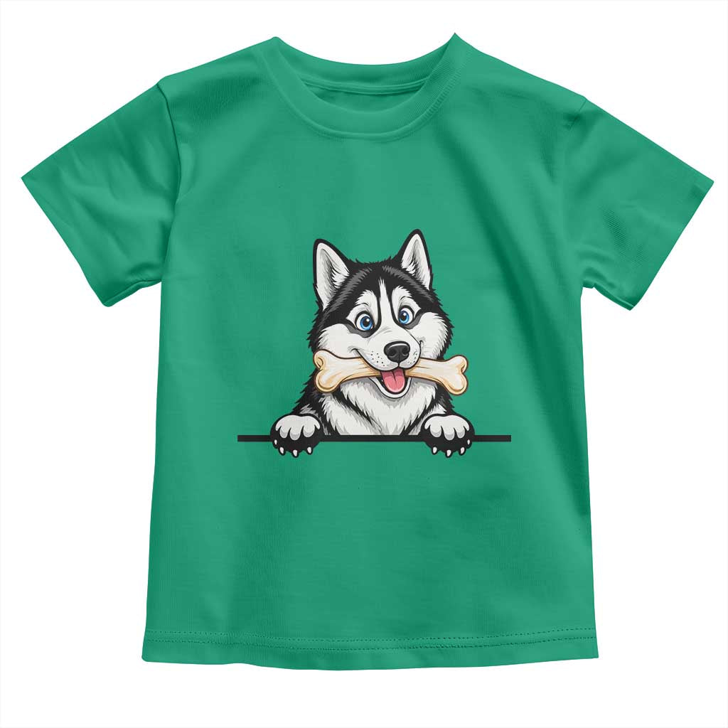 Cute Siberian Husky Puppy Toddler T Shirt Chewing Bone Meme