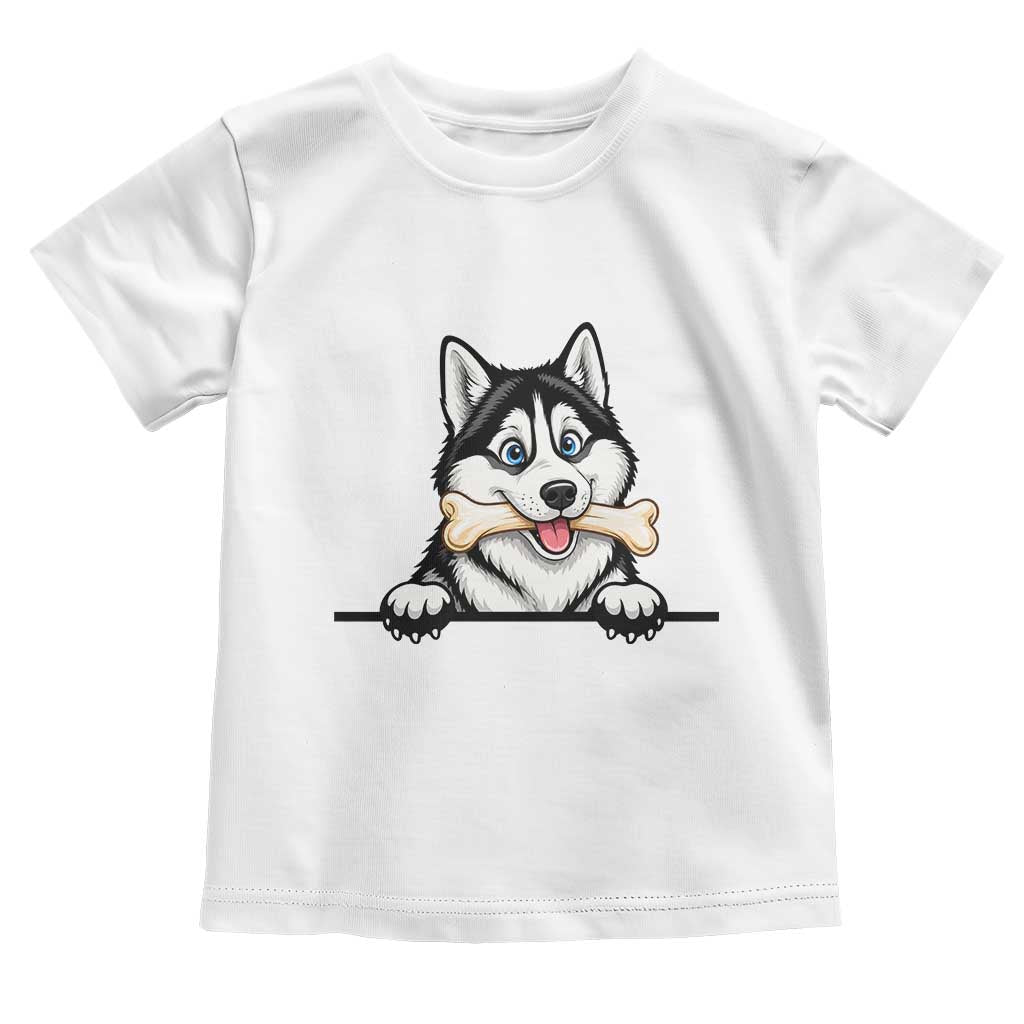 Cute Siberian Husky Puppy Toddler T Shirt Chewing Bone Meme