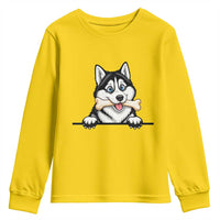 Cute Siberian Husky Puppy Youth Sweatshirt Chewing Bone Meme