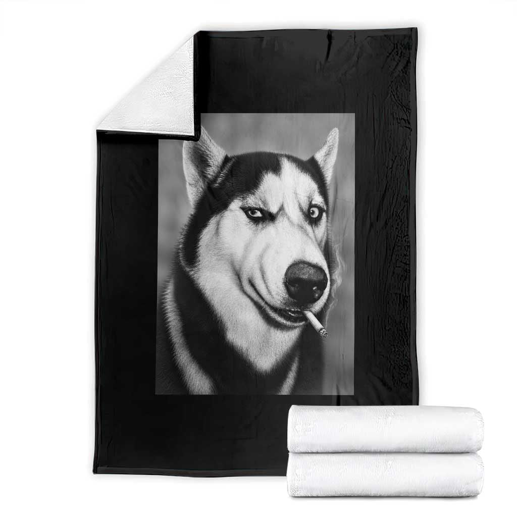 Smoking Siberian Husky Meme Throw Blanket Funny Dog Face Gift For Dog Lovers