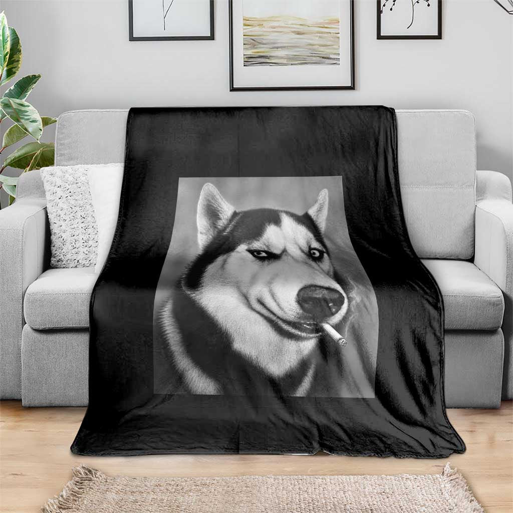 Smoking Siberian Husky Meme Throw Blanket Funny Dog Face Gift For Dog Lovers