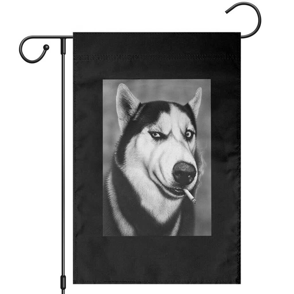 Smoking Siberian Husky Meme Garden Flag Funny Dog Face Gift For Dog Lovers
