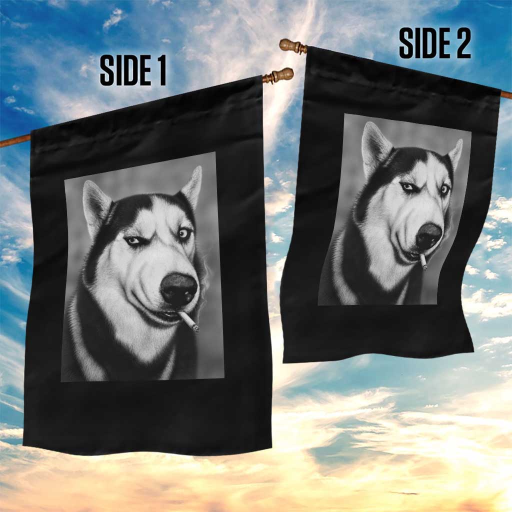 Smoking Siberian Husky Meme Garden Flag Funny Dog Face Gift For Dog Lovers